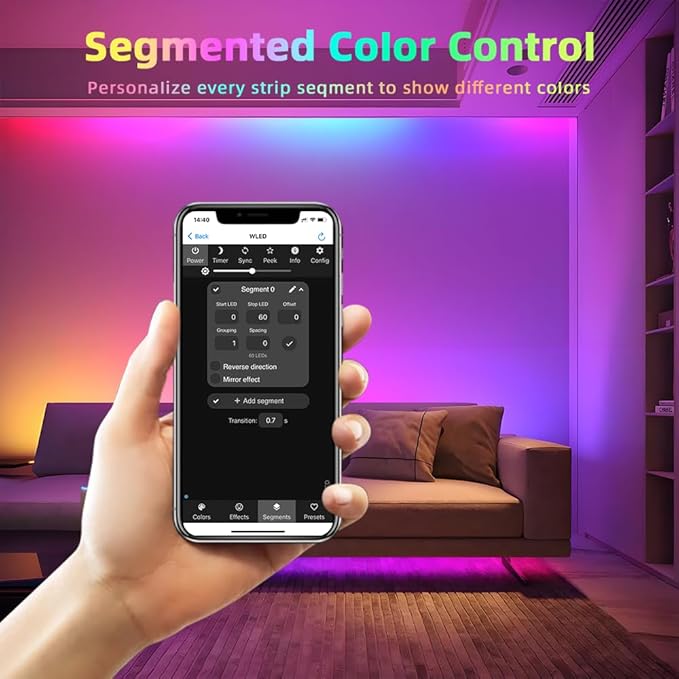 ESP32 WLED Controller with 16A Fuse for 5V-24V LED Strip Dynamic RGB IC DIY Port WiFi App Control Easy Wiring FCOB Addressable Strip Light (DOM-WLE-10P)