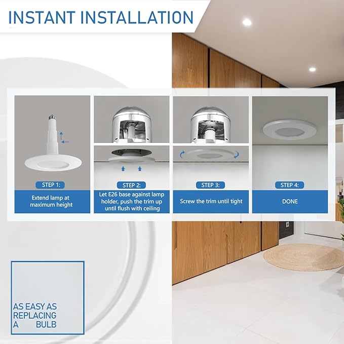 Jolux 6-Pack 5/6" LED Can Lights Retrofit Recessed Lighting,12W=60W,5000K Daylight,800 Lumens,Dimmable Can Lights,Damp Rated,Simple Installation Adjustable Retrofit Downlight,ETL,Bevel Trim
