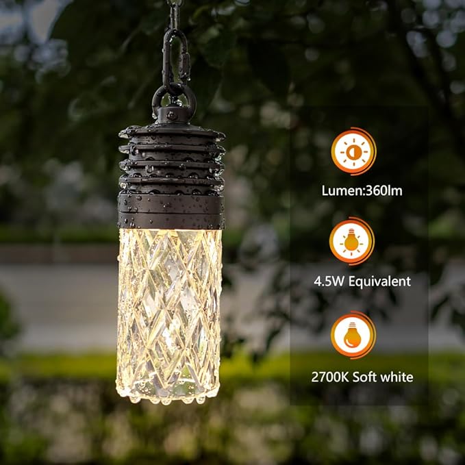 Low Voltage LED Hanging Lights, 4.5W LED Tree Lights, Landscape Outdoor Pendant Lights for Patio, Gazebo, Pergola, Garden, Summer Kitchen, 2700K, 36Olm, 12-24VAC/DC, ORB Finish, 4 Pack with Chain