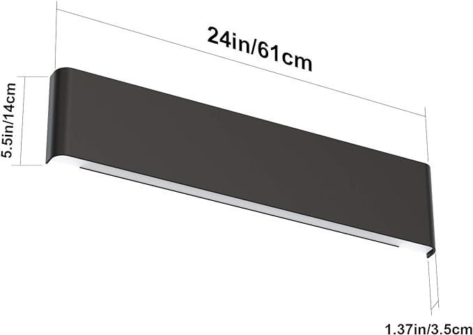 Aipsun 24in/20W LED Matte Black Modern Vanity Light Matte Black Wall Light Up Down Wall Mount Lights Indoor Modern Wall Light for Bathroom(Neutral White 4000K)