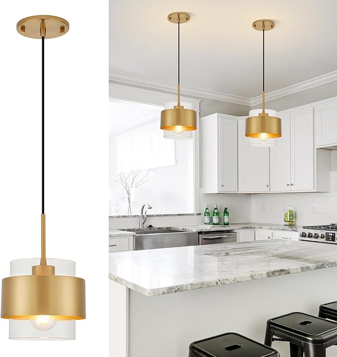 7" Modern Pendant Lights Kitchen Island, Farmhouse Pendant Light with Durable Metal Shades,Farmhouse Pendant Lighting for Kitchen Island Living Room Hallway