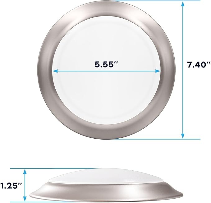 LUXRITE 6 Inch LED Disk Lights, Dimmable Flush Mount Ceiling Light, 5CCT Selectable 2700K 3000K 3500K 4000K 5000K, 12.5W, 1000LM (Brushed Nickel, 1 Count (Pack of 1))
