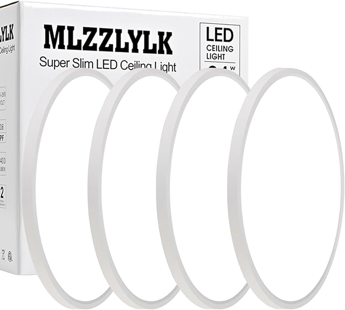 4PK 15.8 inch LED Flush Mount Ceiling Light Fixture,36W Super Slim LED Ceiling Light 3600LM,3000K/4000K/6000K CCT Selectable,Close to Ceiling Round Flat Panel light for Bedroom,Kitchen,Hallway