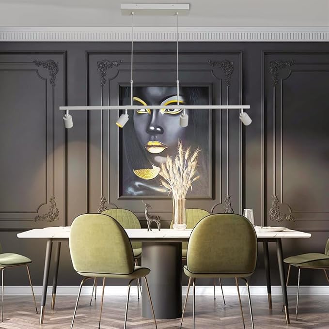 Shura - 4-Light White Integrated LED Track Light Pendant w/Rotatable Spotlight Heads, Hanging Ceiling Spotlight Fixture, 3000K, 1960 Lumens