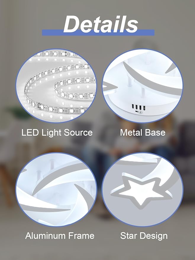 Goeco Kidsroom Ceiling Light, 6500K White Acrylic Close to Ceiling Light Fixtures, Stars Creative Cartoon Flush Mount Ceiling Lamp Fixture for Kids Room, Bedroom, Living Room