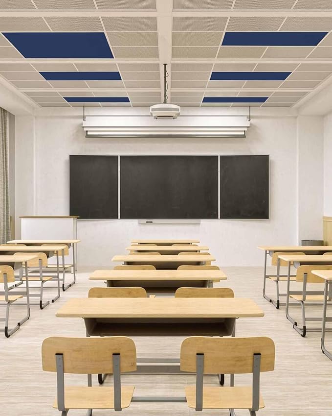 Magnetic Light Cover for Classroom Drop Ceiling,2 Pack 4x2 Ft Fluorescent Light Covers for Office Home Ceiling Light Navy Blue Solid Color Lampshade, LSYZAA20240704FUGE1SHZF07215ZAABFGE