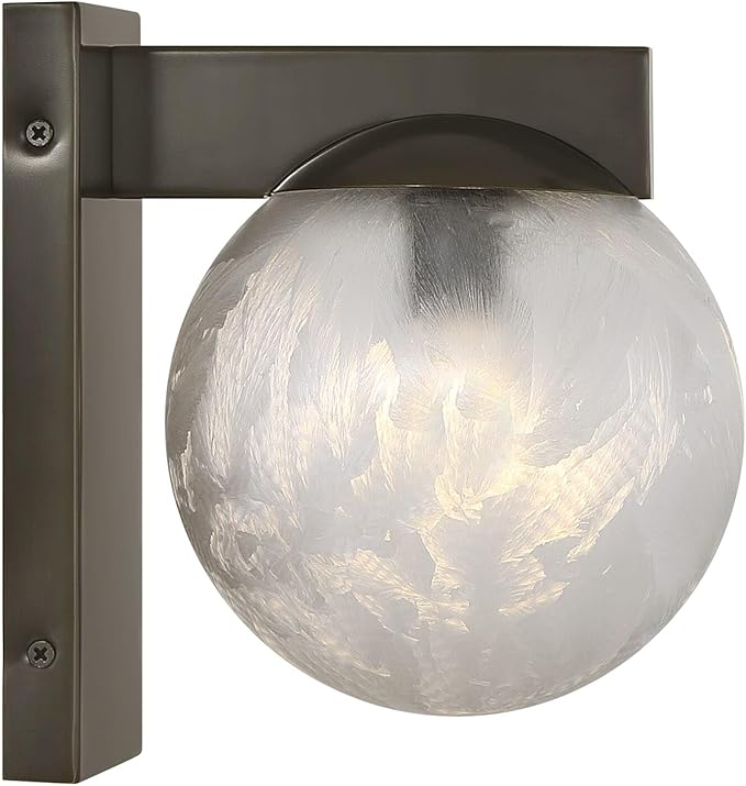 Savoy House 9-1017-1-15 Darien Contemporary Ice Glass Wall Sconce, 1-Light 60 Watt, 8" H x 6" W, Mediterranean Bronze