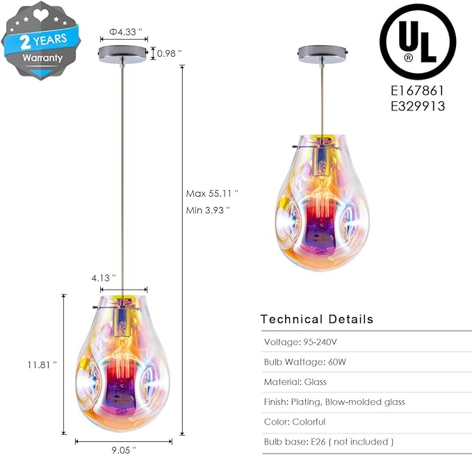 Modern Glass Island Pendant Light Lava Irregular Shape Chic 1 Light Chandelier Colorful Contemporary Hanging Ceiling Lighting for Kitchen Island Living Dining Room Bedroom
