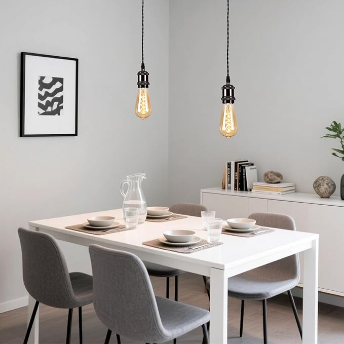 H Track Pendant Lights, H Type Track Lighting Pendants Lights Fixtures with E26 Lamp Holder, Retro Vintage Style, Max Length 39.37 inch, Black 3 Pack(Bulbs Not Included)