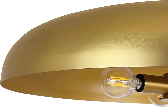 19.7 Inch Extra Large Pendant Light, 3-Light Brushed Gold All Metal Pendant Lighting Fixture, Oversized Modern Dome Chandelier Ceiling Hanging for Kitchen Island Dining Room Living Entryway