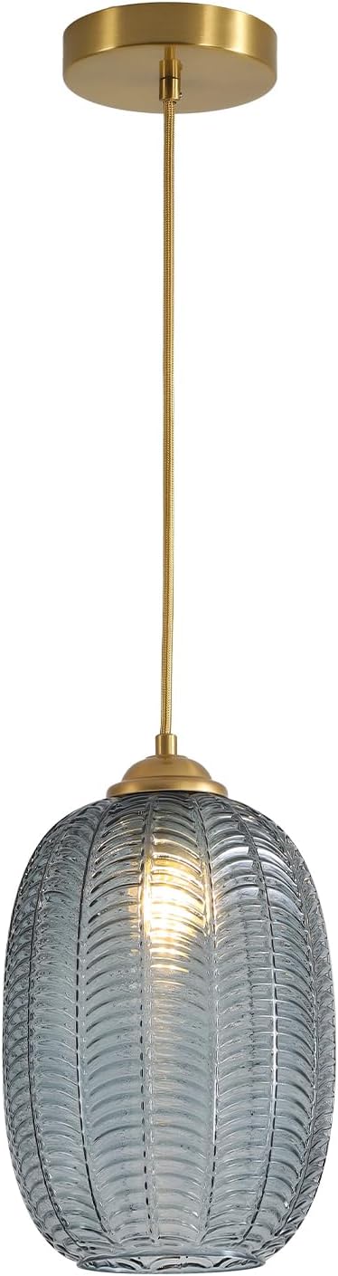 KCO Lighting Smoked Glass Globe Pendant Light Antique Gold Pendant Lights Nordic Blown Glass Pendant Light Single Hanging Light Fixture Mid Century Modern Entry Lighting