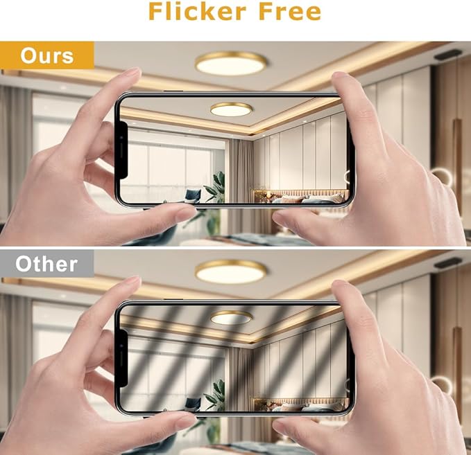 9Inch LED Ceiling Light Flush Mount Fixture, 18W(180W Equivalent), 1800LM, 4000K Natural White, IP40, Flat Modern LED Ceiling Lights for Bedrooms, Living Rooms, Bathrooms, Stairwells, etc.(Gold)