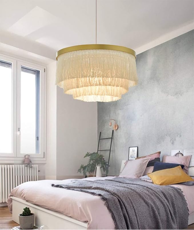 Nordic Romantic Pendant Lighting Tassel Chandeliers Creative Modern Ceiling Lights 3 Tiers in White