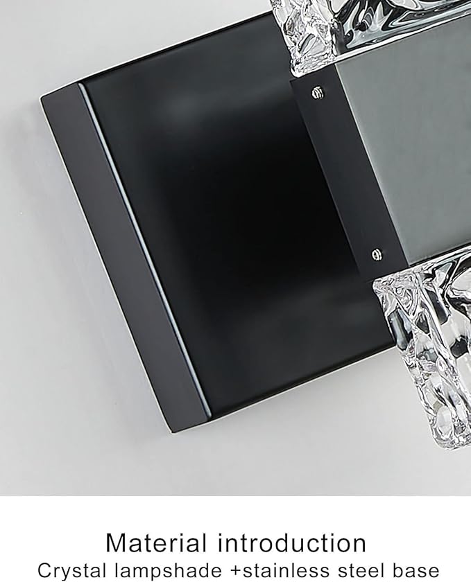 Black Bathroom Light Fixtures Crystal Bathroom Vanity 4 Light Over Mirror Modern LED Wall Light ，6000K Cool Light，40 Watts