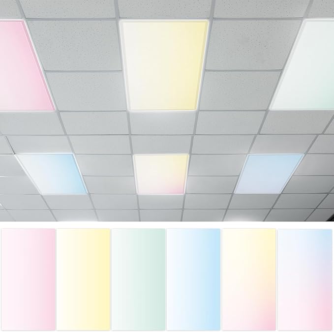 6 Pcs Fluorescent Light Covers with 60 Magnets Decorative for Classroom Ceiling Lights 4 x 2 Feet Magnetic Light Cover Filter Easy Install for Office Hospital Home Ceiling Supplies (Pastel Rainbow)