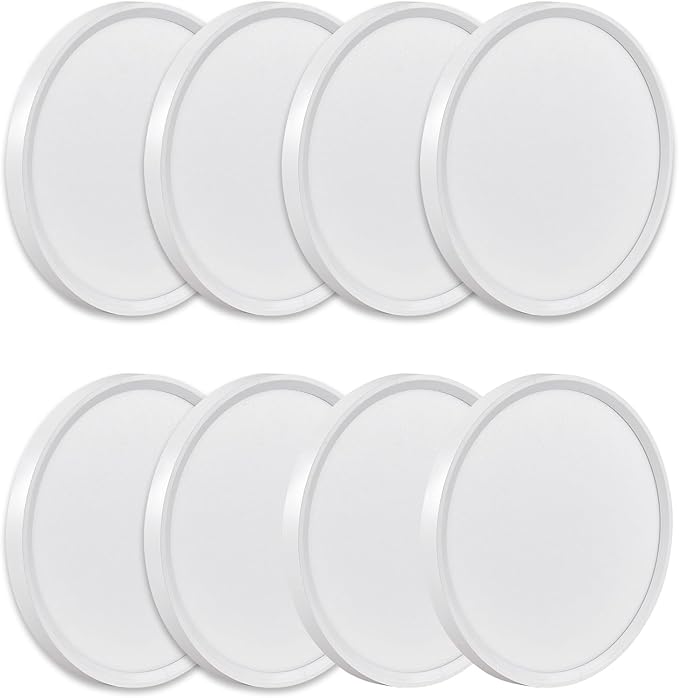 8PK 9 Inch LED Flush Mount Ceiling Light, 18W, 1860LM, 3000K/4000K/6000K CCT Selectable, Round Flat Panel Low Profile Ceiling Light Fixtures for Hallway, Kitchen, Bedroom, Laundry Room