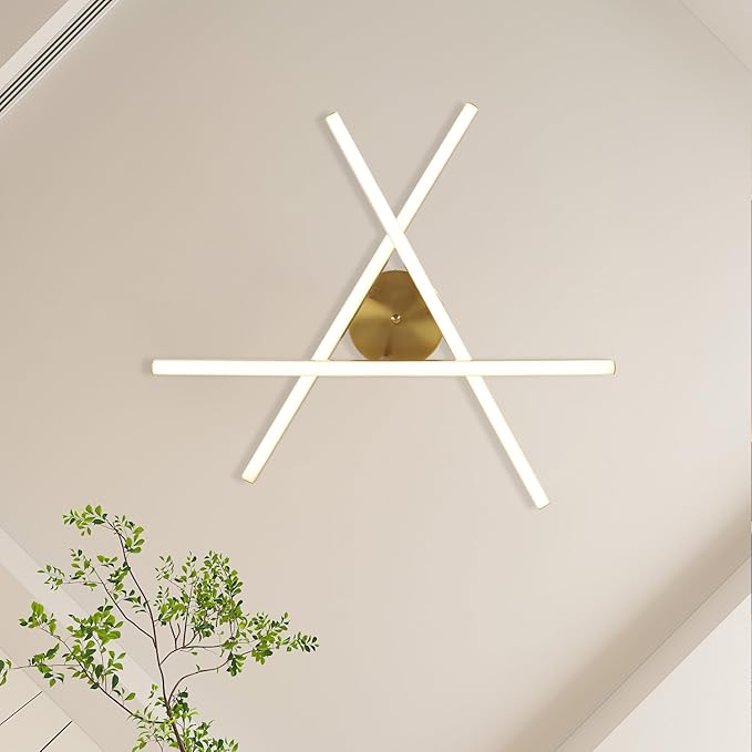Gold Modern Sputnik Chandelier Ceiling Light Fixtures,3-Lights Industrial Metal Semi Flush Mount Ceiling Light for Bedroom Dining Room Living Room Kitchen Hallway(Gold, 3 Head)