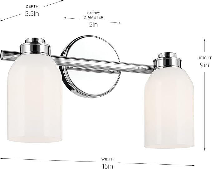 Kichler Joelson 34" 4-Light LED Bathroom Vanity Light Fixture with Satin Etched Cased Opal Glass in Brushed Nickel for Bathrooms (34 in W x 9.25 in H x 5.25 in Ext), 45924NIL18
