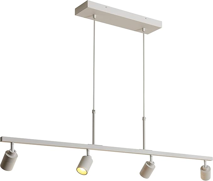 Shura - 4-Light White Integrated LED Track Light Pendant w/Rotatable Spotlight Heads, Hanging Ceiling Spotlight Fixture, 3000K, 1960 Lumens