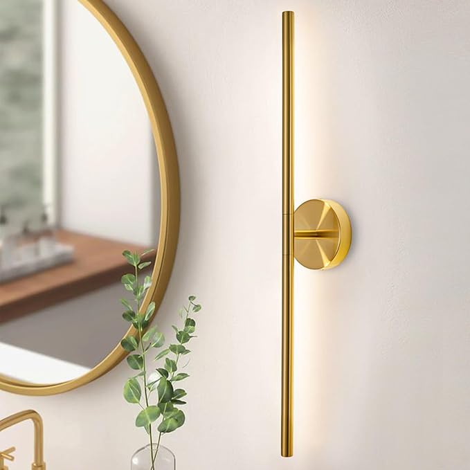 Gold Bathroom Light Fixtures Over Mirror 36 Inch, 26W 360° Rotatable Dimmable 4000K Led Vanity Light Bar, Brushed Gold Bathroom Vanity Lights Above Mirror