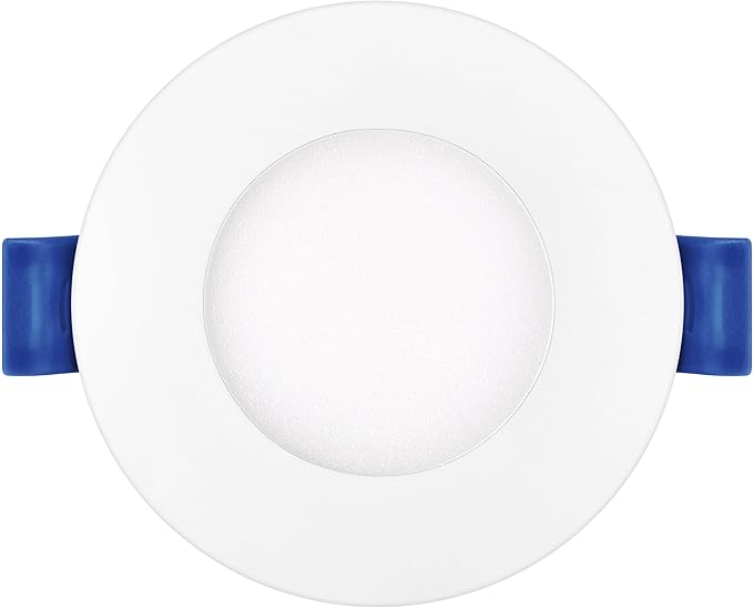 Maxxima 3 in. 5 CCT Ultra Thin Recessed LED Downlight, 500 Lumens, Slim Canless Light, IC Rated, 5 Color Temperature Selectable 2700K/3000K/3500K/4000K/5000K, Dimmable, White Trim, J-Box Included