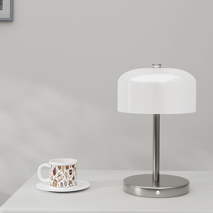 Small Portable Cordless Table Lamp, 3-Way Dimmable Touch Rechargeable Battery Powered Mushroom Lamp Bedroom Dining Table Living Room Shelf Decor,Gold