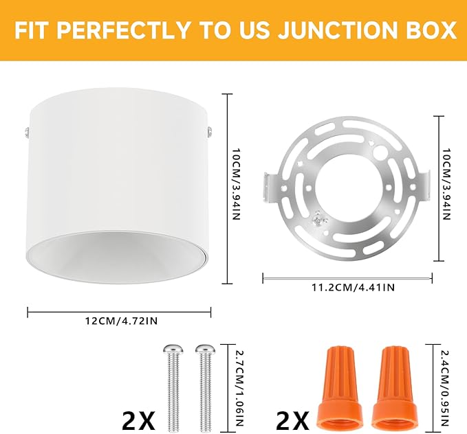 Dimmable LED Ceiling Spot Lights – Flush Mount Ceiling Cylinder Light Indoor Fixture for Kitchen, Hallway & Entryway 4.72” CRI97 15W 3000K White (1Pack)