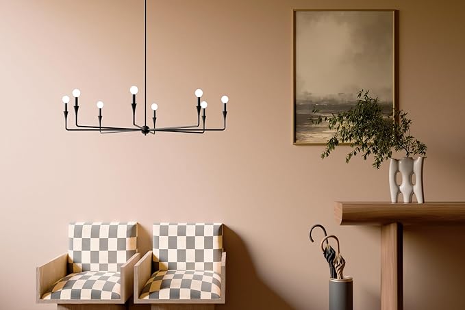 Kichler Alvaro 8-Light Chandelier, Soft Modern Light in Black, for Great Room or Large Living or Dining Room (23.25" x 50"), 52691BK