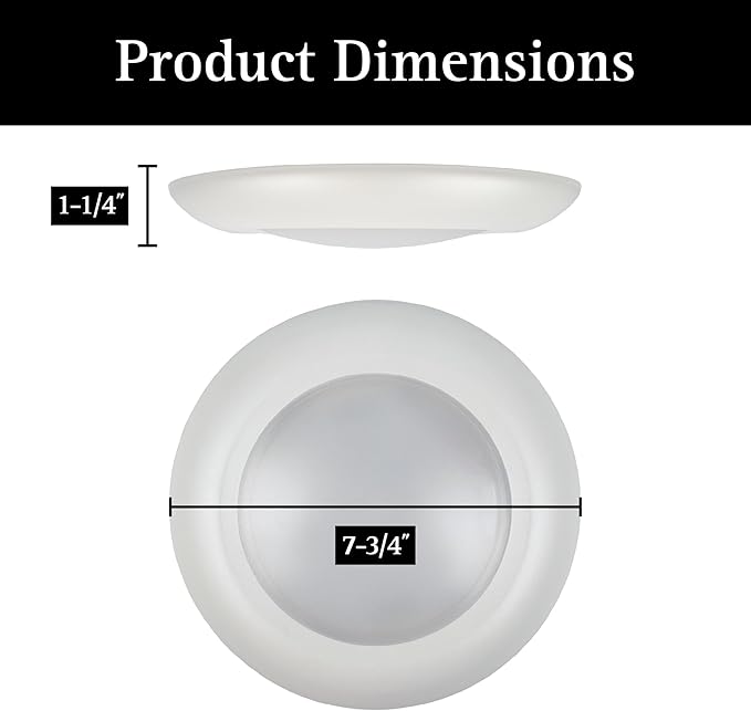 Ultralux 8" LED Flush Mount Ceiling Light – Dimmable, Slim Puck Downlight - Over 50,000 Hours of Energy Efficient LED Light - Multi-Purpose Easy-Install Light Fixture - (2 Pack, Cool White)