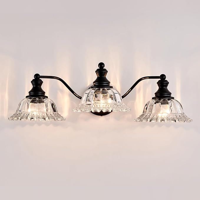 XIEDUN Farmhouse Vanity Lights for Bathroom Light Fixtures Black Vanity Lights 3 Light Bathroom Light Fixtures
