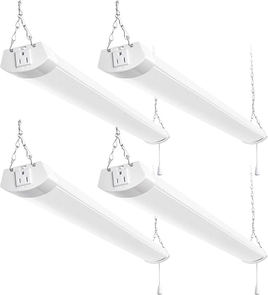 hykolity 4FT 70W LED Shop Light Linkable, 8000lm(300w Equivalent), 5000K Utility Shop Lights for Garages, Workshops, Basements, Hanging or FlushMount, with Power Cord and Pull Chain, ETL, 4 Pack