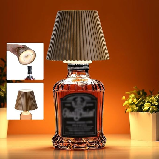 WILIT Wireless Bottle Lamp, 3-Level Brightness Rechargeable Cordless Table Lamp Shades, Night Light, Battery Operated Lamp for Bedroom, Bar Decorations for Home, Gifts for Mom Dad