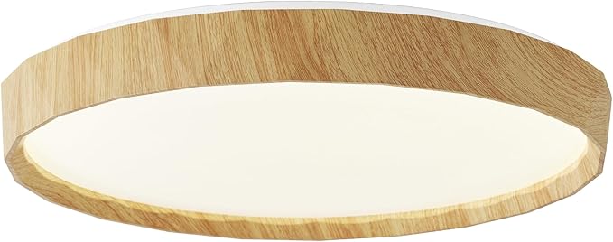 ANYLOVE 19 inch LED Flush Mount Ceiling Light Fixture,3000K 4000K 5000K Adjustable Ceiling Lights, Farmhouse Oak Wood Grain Ceiling Light for Bedroom Hallway Bathroom Kitchen