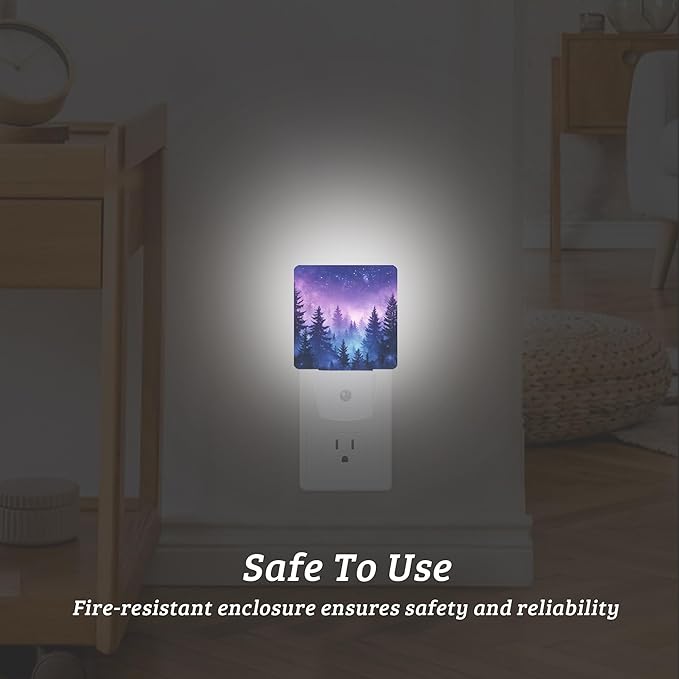 Mystical Forest Night Light,Starry Sky Nightlight Lamp with Dusk to Dawn Sensor for Home Indoor Stairway Kitchen Corridor, Decorative Night Lights Plug Into Wall for Boys Girls Women Men Room Gifts