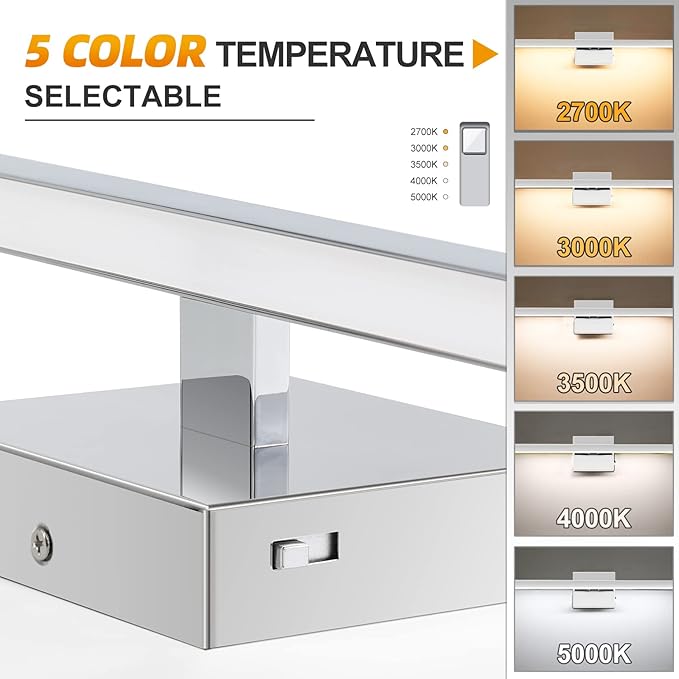 NIORSUN 23.6 inch Chrome Bathroom Vanity Light,14W 5CCT Dimmable LED Bathroom Lighting Fixtures Over Mirror, Modern Vanity Lights for Bathrooms Restroom Mirror- ETL Certified