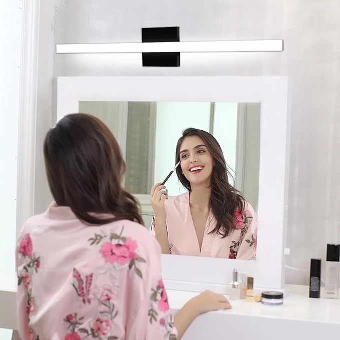 LED Bathroom Vanity Light 16in 3 Color Temperature Over Mirror Lighting Fixture Modern Indoor Black Wall Sconce Adjustable Lighting Color 3000K/ 4000K/ 5000K