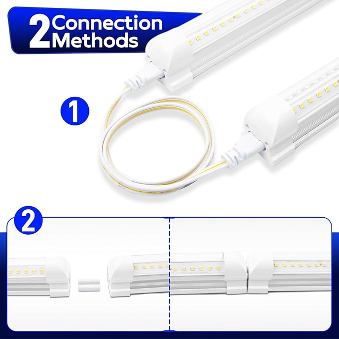 hykolity 30W 2FT LED Shop Light, 3500lm 6500K Super Bright White, Linkable Ceiling Light Fixture, V Shape Integrated T8 LED Tube Light with Built-in ON/Off Switch for Workbench, Cabinet, ETL, 4 Pack