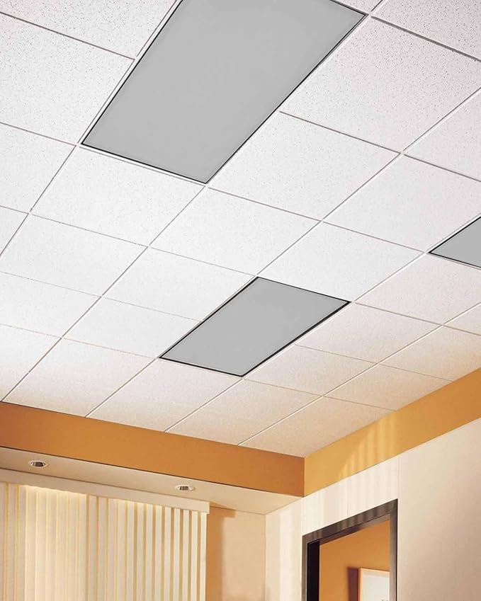 Magnetic Light Cover for Classroom Drop Ceiling,3 Pack 4x2 Ft Fluorescent Light Covers for Office Home Ceiling Light Grey Solid Color Lampshade