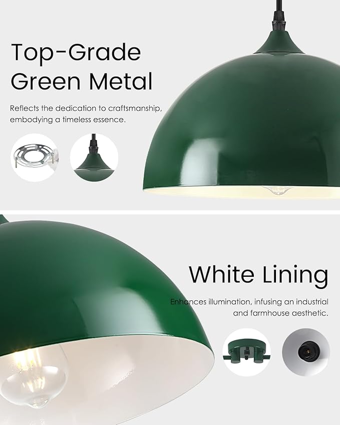 Pendant Lights Kitchen Island 2-Light, Green Dome Pendant Light, Modern Dining Room Light Fixture, Kitchen Island Lighting, Island Pendant Lights for Kitchen, Dining Room, Bar, Cafe
