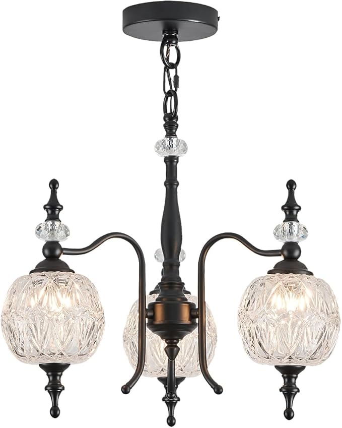 3-Light Black Pendant Light Fixtures, Modern Chandeliers for Kitchen Island Antique Kitchen Island Pendant Light for Farmhouse Living Room Bedroom Hotel