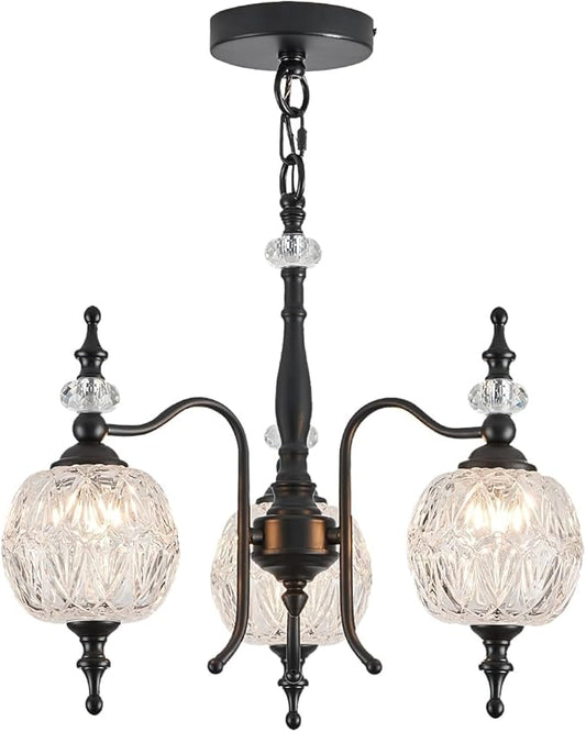 3-Light Black Pendant Light Fixtures, Modern Chandeliers for Kitchen Island Antique Kitchen Island Pendant Light for Farmhouse Living Room Bedroom Hotel