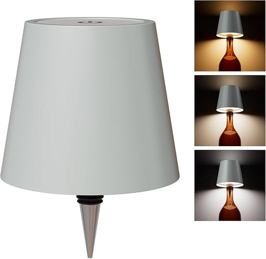 Wireless Bottle Lamp, Wireless Bottle Lamp Shade with 3 Color Temperature, Rechargeable Stepless Dimming LED Wine Bottle Lights for Any Bottle, Desk Lamp for Bedroom Restaurant Bar - Apricot