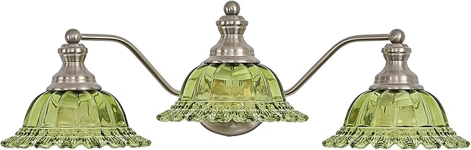 XIEDUN Brushed Nickel Green 3 Light Vanity Light Bathroom Light