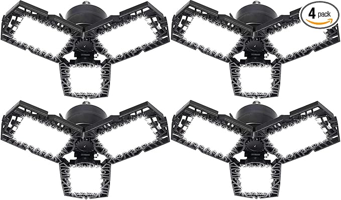 LED Garage Lights 50W - 5000 Lumen 6500K Daylight, Three Leaf Led Garage Ceiling Lighting -4 Pack