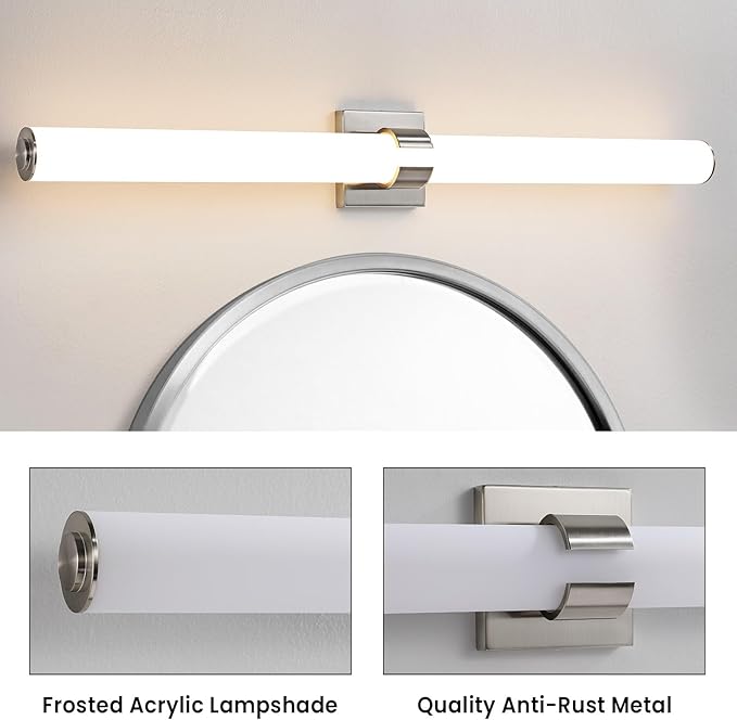 AIJIASI Bathroom Vanity Light Fixtures - 39 Inch Brushed Nickel Bathroom Lights Over Mirror, 36W 3000K Dimmable LED Vanity Light Bar Modern Wall Sconce Light for Mirror Living Room Gallery Hallway