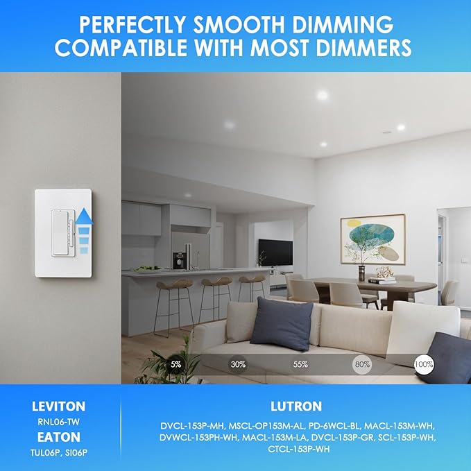 ANWIO Recessed Lighting 6 Inch, 48 Pack 5CCT Flat Retrofit LED Recessed Lights Can Needs, 2700/3000/4000/5000/6000K Selectable Can Lights 10W(120W Equivalent) CRI 80+ Dimmable E26 Base IC Rated & ETL