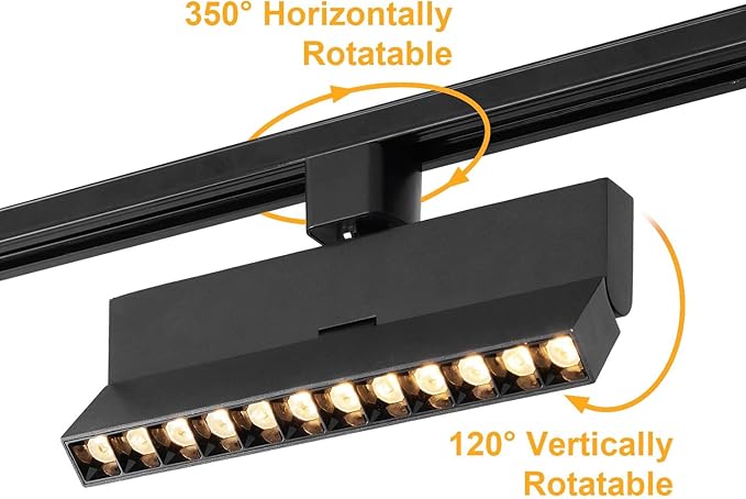 VANoopee 3-Color Dimmable LED Track Lighting Heads H Type Bright Track Light Heads Modern Ceiling Spotlight Fixtures for Kitchen Wall Art, 3000K 4000K 5000K, Flicker Free 30° CRI90+ Black 12W 2 Pack