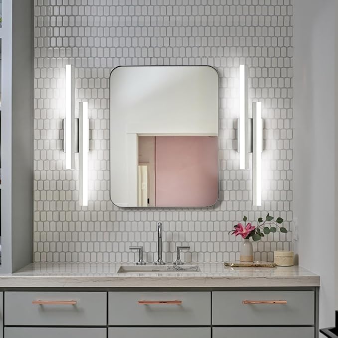 PRESDE 24 Inch LED Bathroom Vanity Light Bar, Modern Brushed Nickel Wall Lighting Fixture Over Mirror