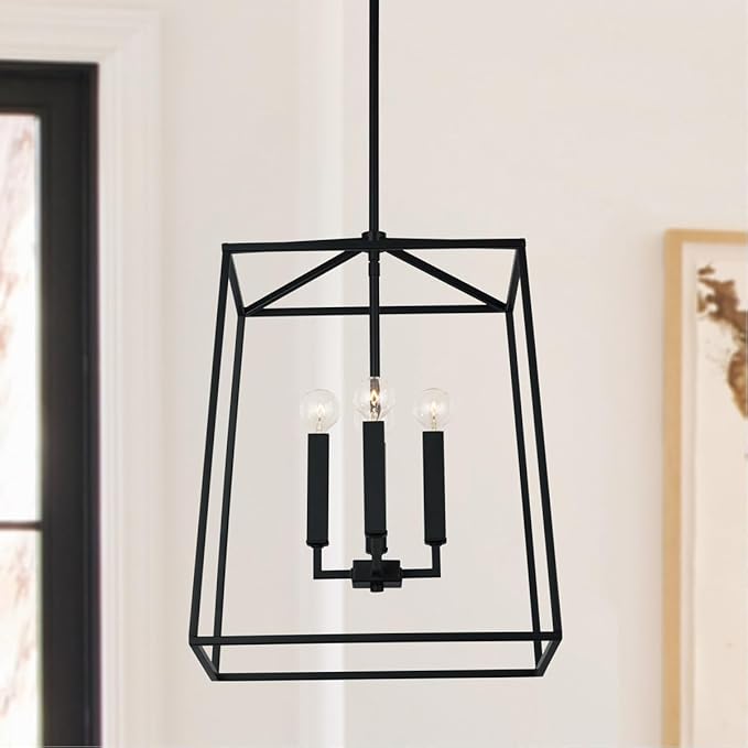 Capital Lighting 537642MB Thea Lantern Foyer Pendant, 4-Light 240 Total Watts, 20" H x 16" W, Matte Black
