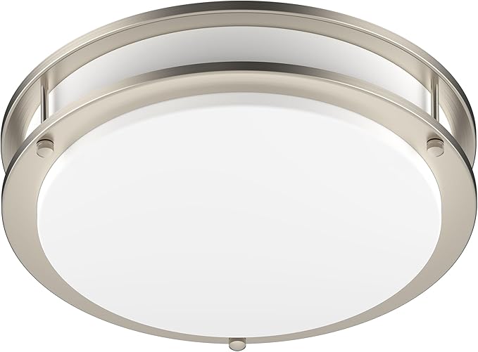 DYMOND LED Ceiling Light Flush Mount Dimmable Adjustable Lighting from Warm White to Daylight 2700K 3000K 3500K 4000K 5000K 5 in 1 Selectable CCT (Brushed Nickel, 10 Inch)